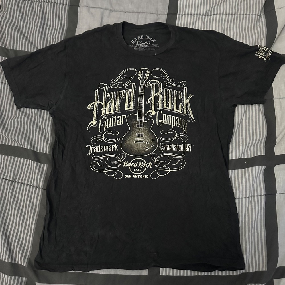 Hard Rock Guitar Company Palm Springs Black‎ T-Shirt Young Mens Fit Large